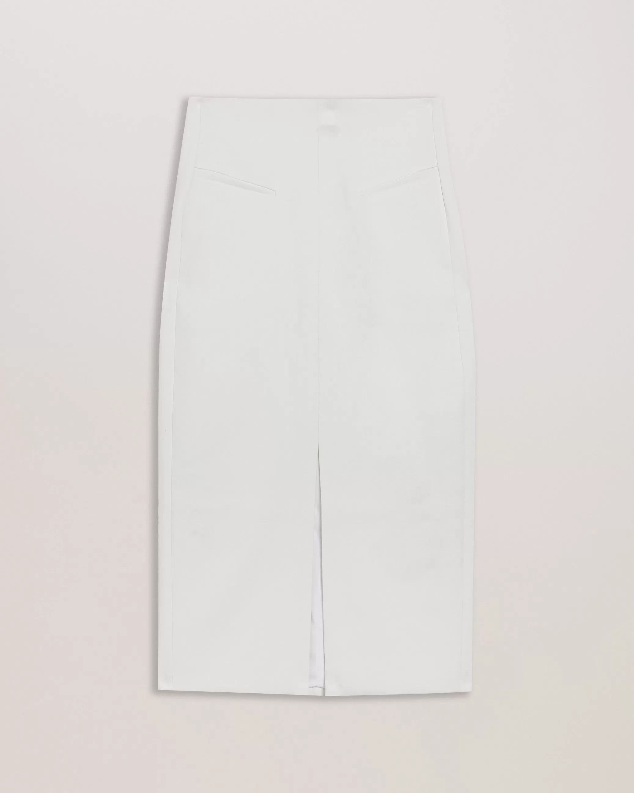 Manabus Tailored Midi Pencil Skirt With Front Split White