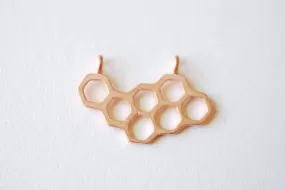 Matte Pink Wholesale Rose Gold Vermeil Honeycomb Charm- 18k gold plated over Sterling Silver Honeycomb, Rose Gold Hexagon, Pink beehive Charm, 241