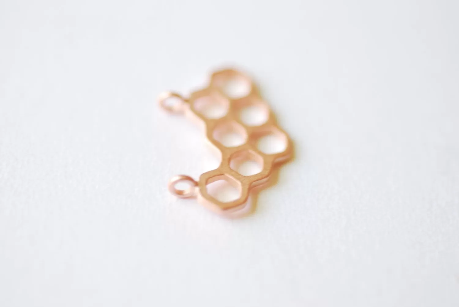 Matte Pink Wholesale Rose Gold Vermeil Honeycomb Charm- 18k gold plated over Sterling Silver Honeycomb, Rose Gold Hexagon, Pink beehive Charm, 241