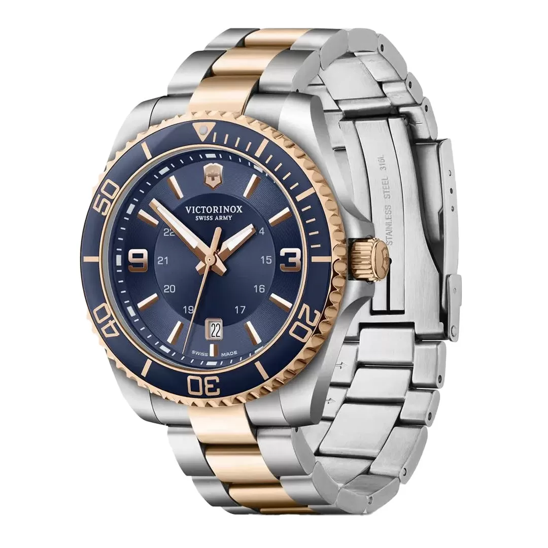 Maverick Large Two-Toned Blue Dial with Two-Toned Stainless Steel Bracelet