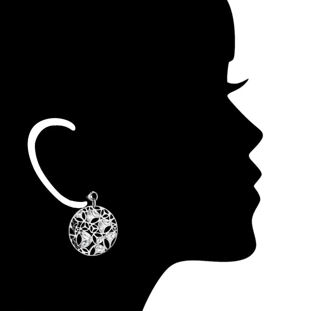 Medallion Rock Crystal Large Earrings in Sterling Silver