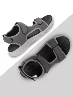 Men Grey Outdoor Sports Adjustable Phylon Sole Flexi Sandals & Floaters