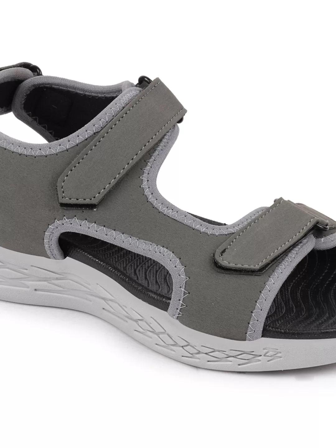 Men Grey Outdoor Sports Adjustable Phylon Sole Flexi Sandals & Floaters