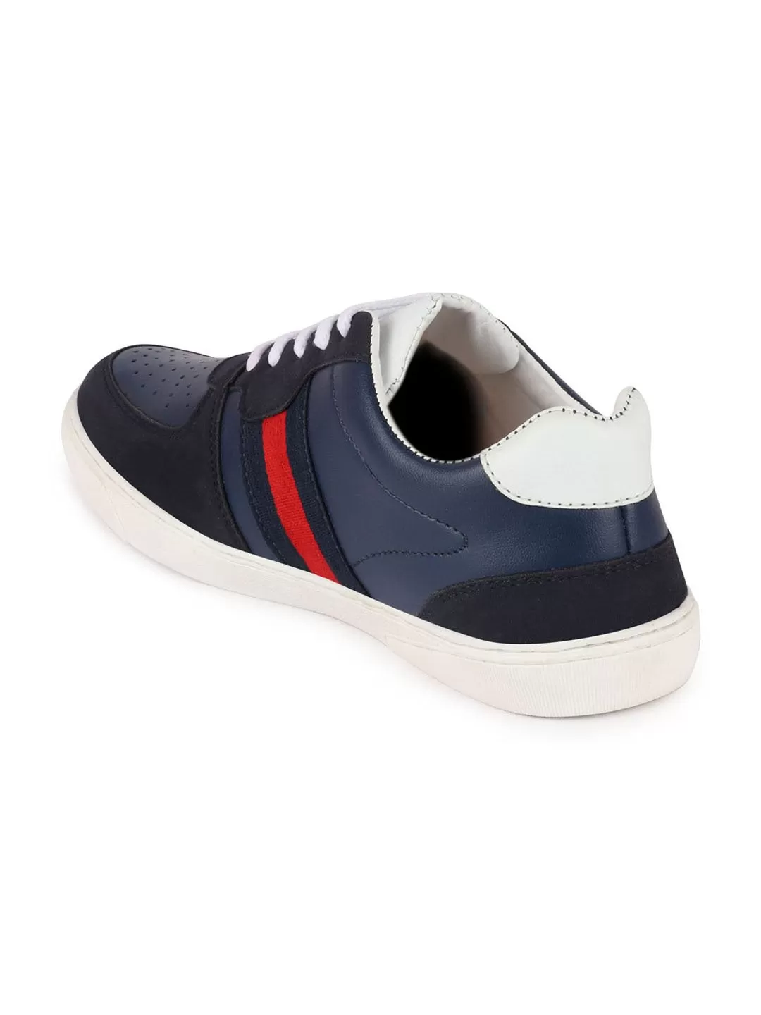 Men Navy Blue Lace Up Trendy Sneakers