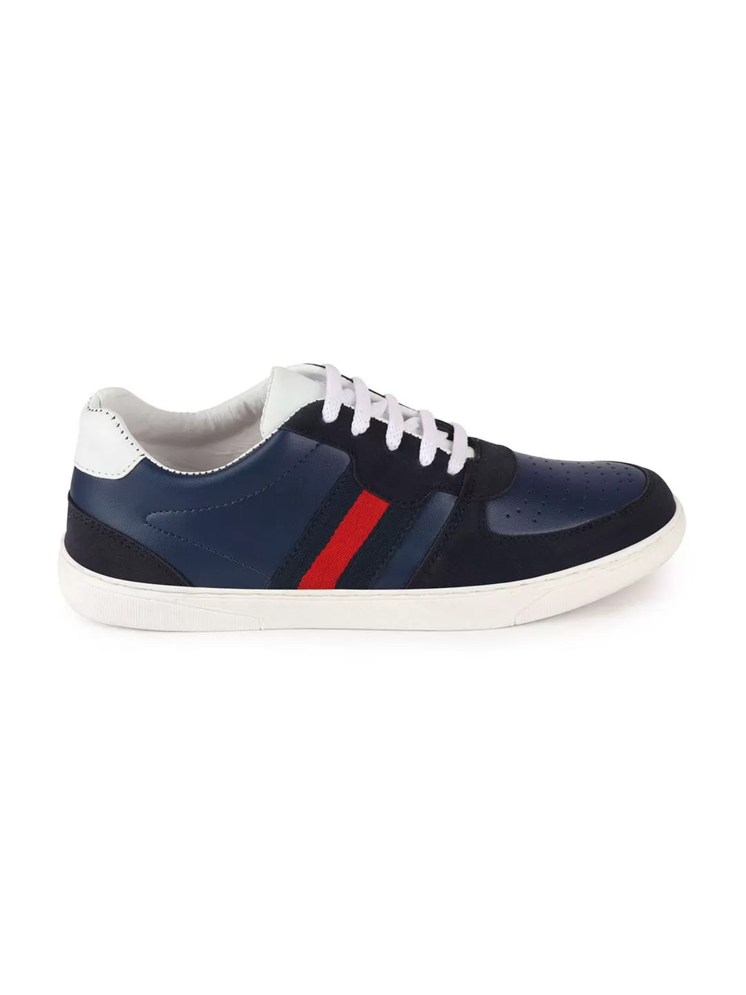 Men Navy Blue Lace Up Trendy Sneakers