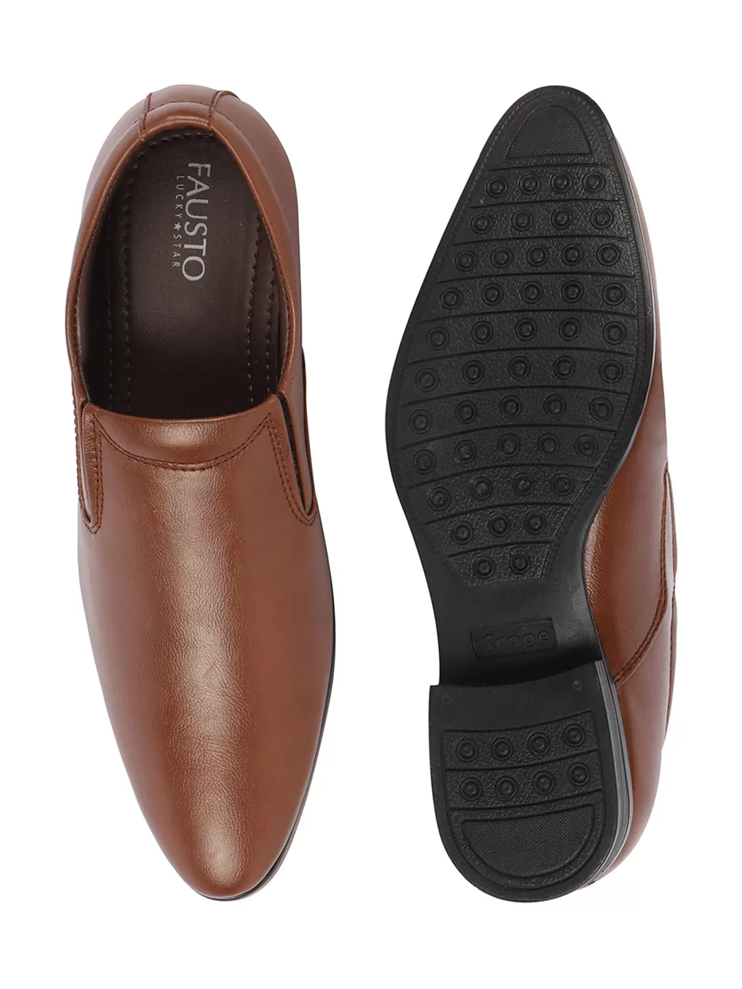 Men Tan Formal Office Meeting Slip On Shoes