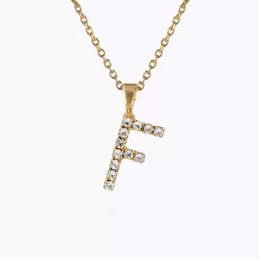 Mini Letter Necklace F / Crystal