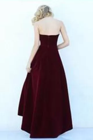 Modest High Low Burgundy Prom Gowns Wine Red Prom Dresses