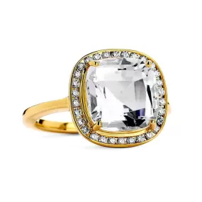 Mogul Rock Crystal Cushion Ring