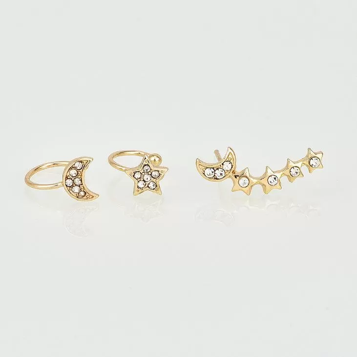 Moon & Star Earring and Cuff Set