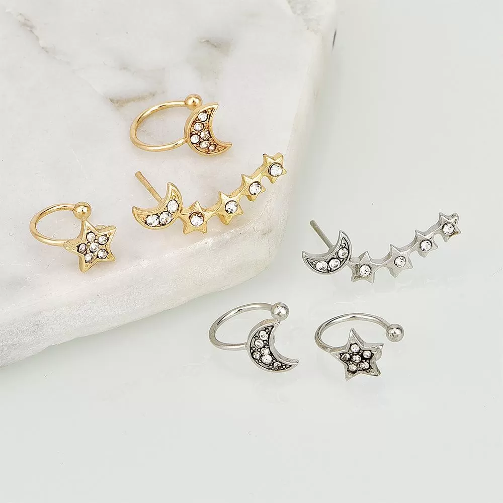 Moon & Star Earring and Cuff Set