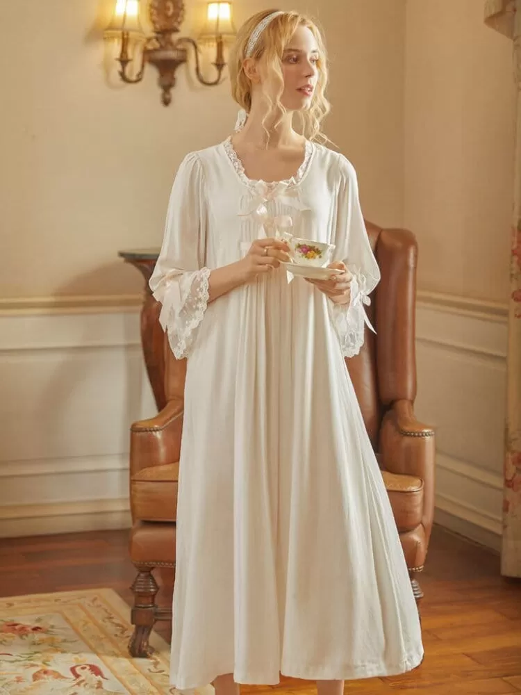 Morning Glory Victorian Sleepwear, S-2XL, White