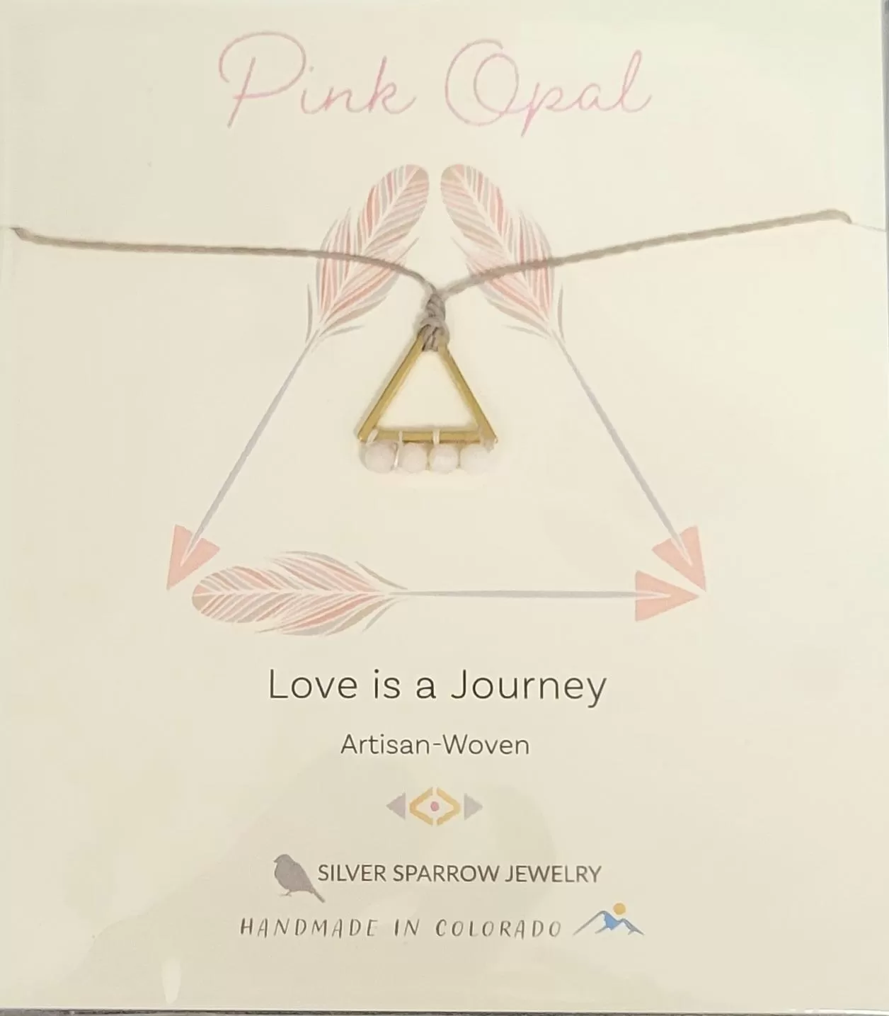 Necklace, Love is a Journey - Pink Opal Triangle