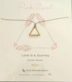 Necklace, Love is a Journey - Pink Opal Triangle