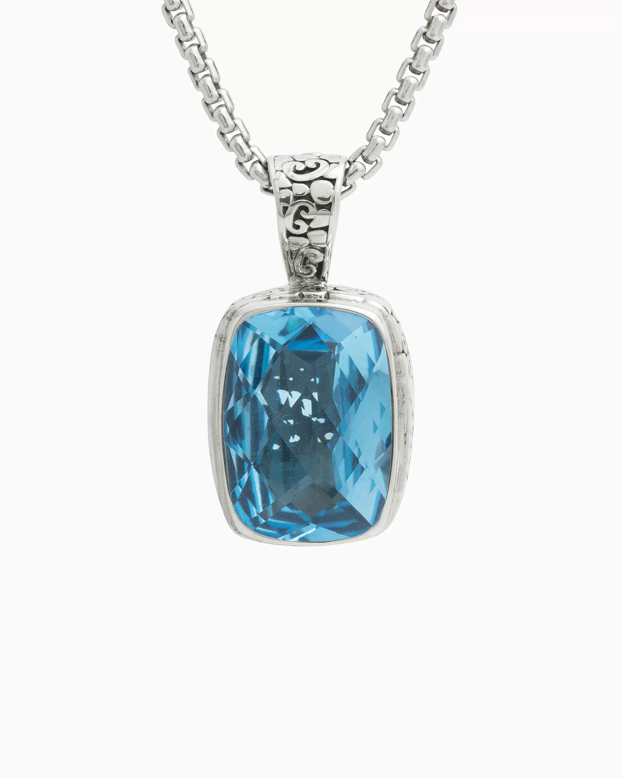 North Star Stone Pendant with Turtle Texture - Hampton Blue Topaz