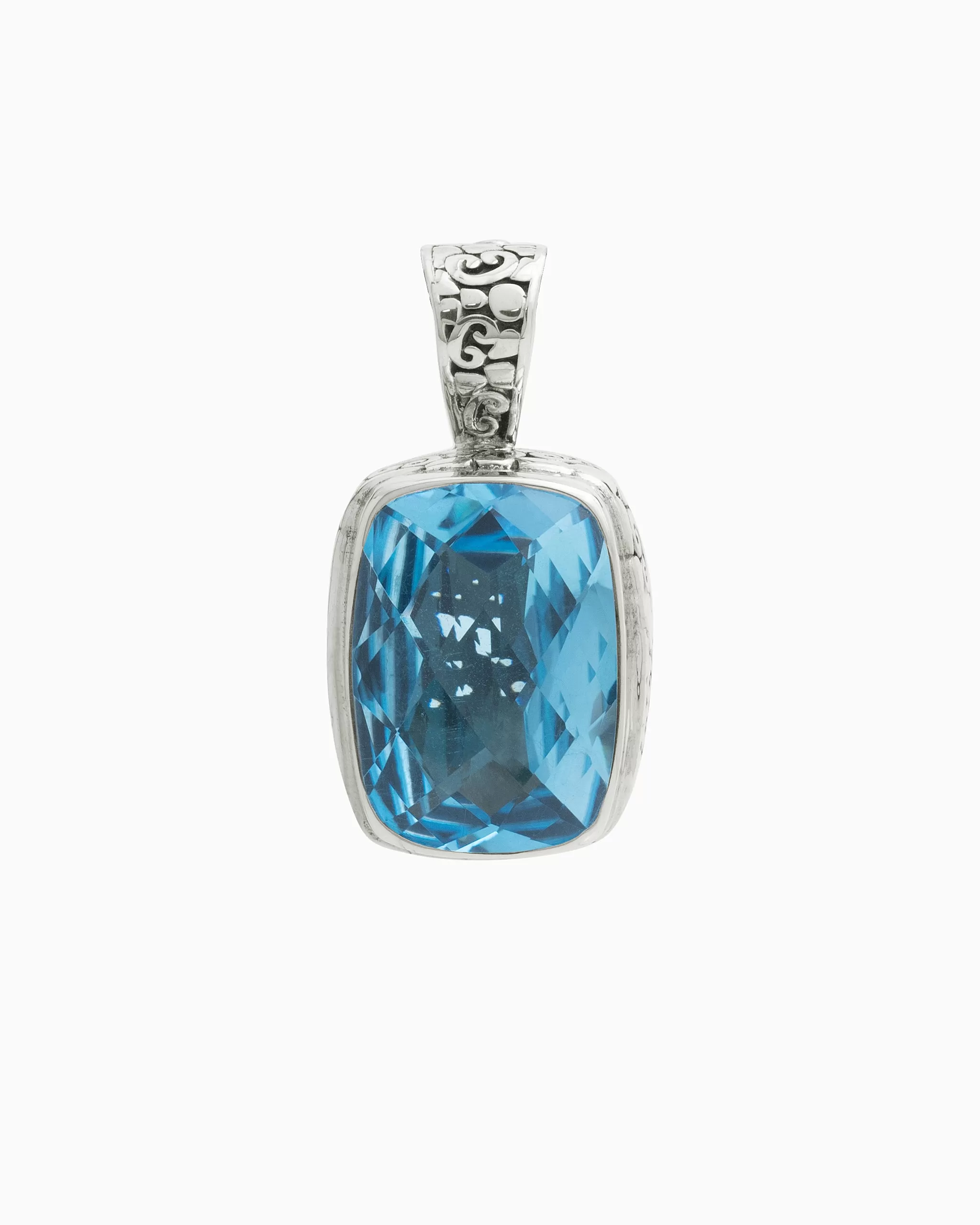 North Star Stone Pendant with Turtle Texture - Hampton Blue Topaz