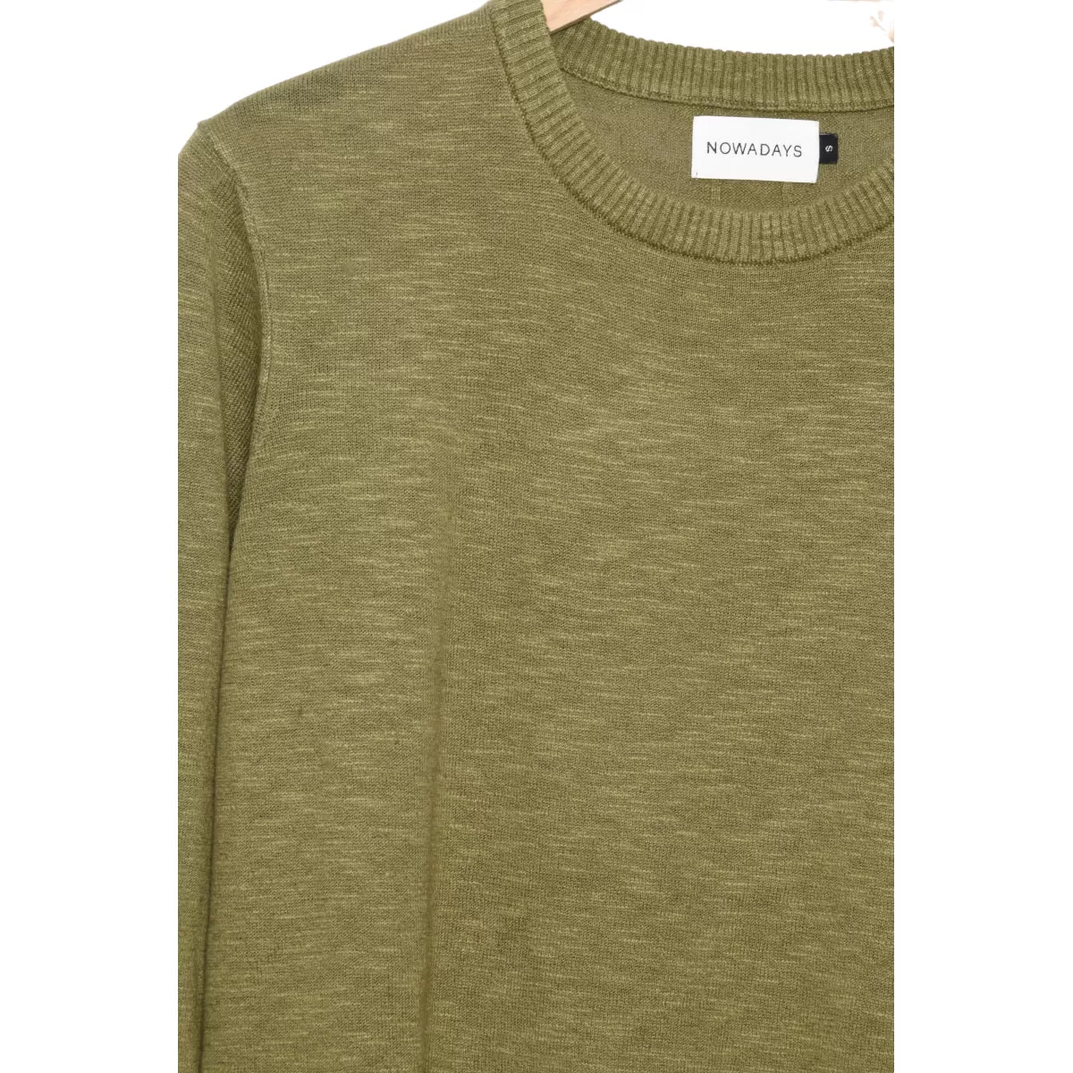 Nowadays Linen Crew Sweater torf moss