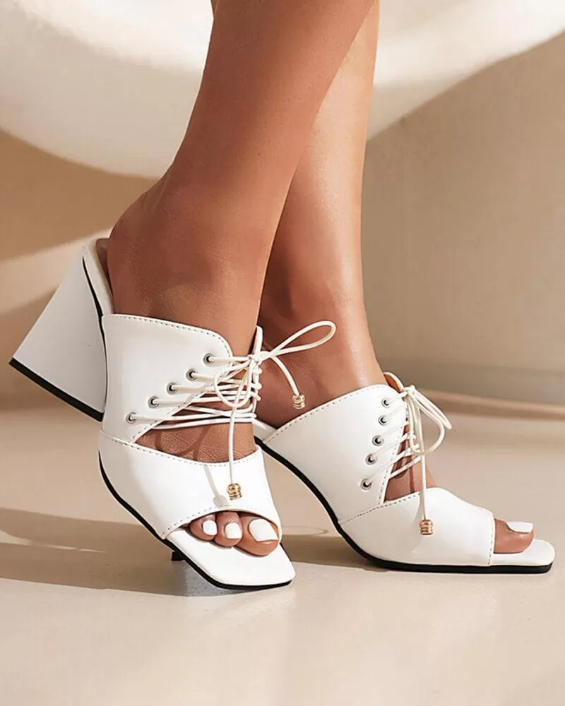 Open Toe Lace-up Hight Heels