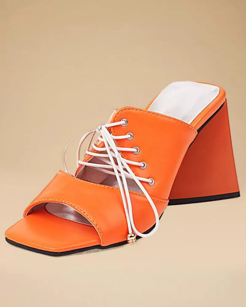 Open Toe Lace-up Hight Heels