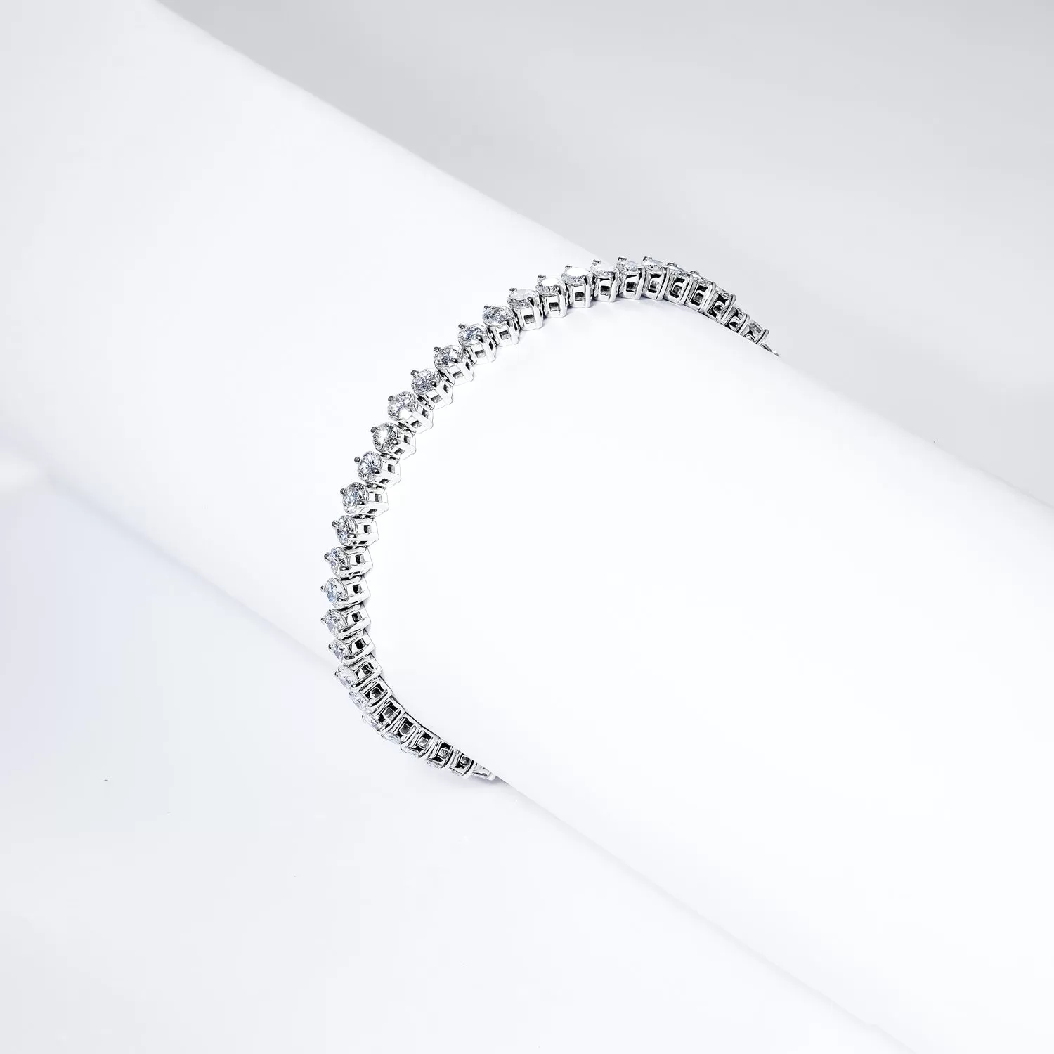 Paige 7 Carat Round Brilliant Floating Diamond Tennis Bracelet in 14k White Gold