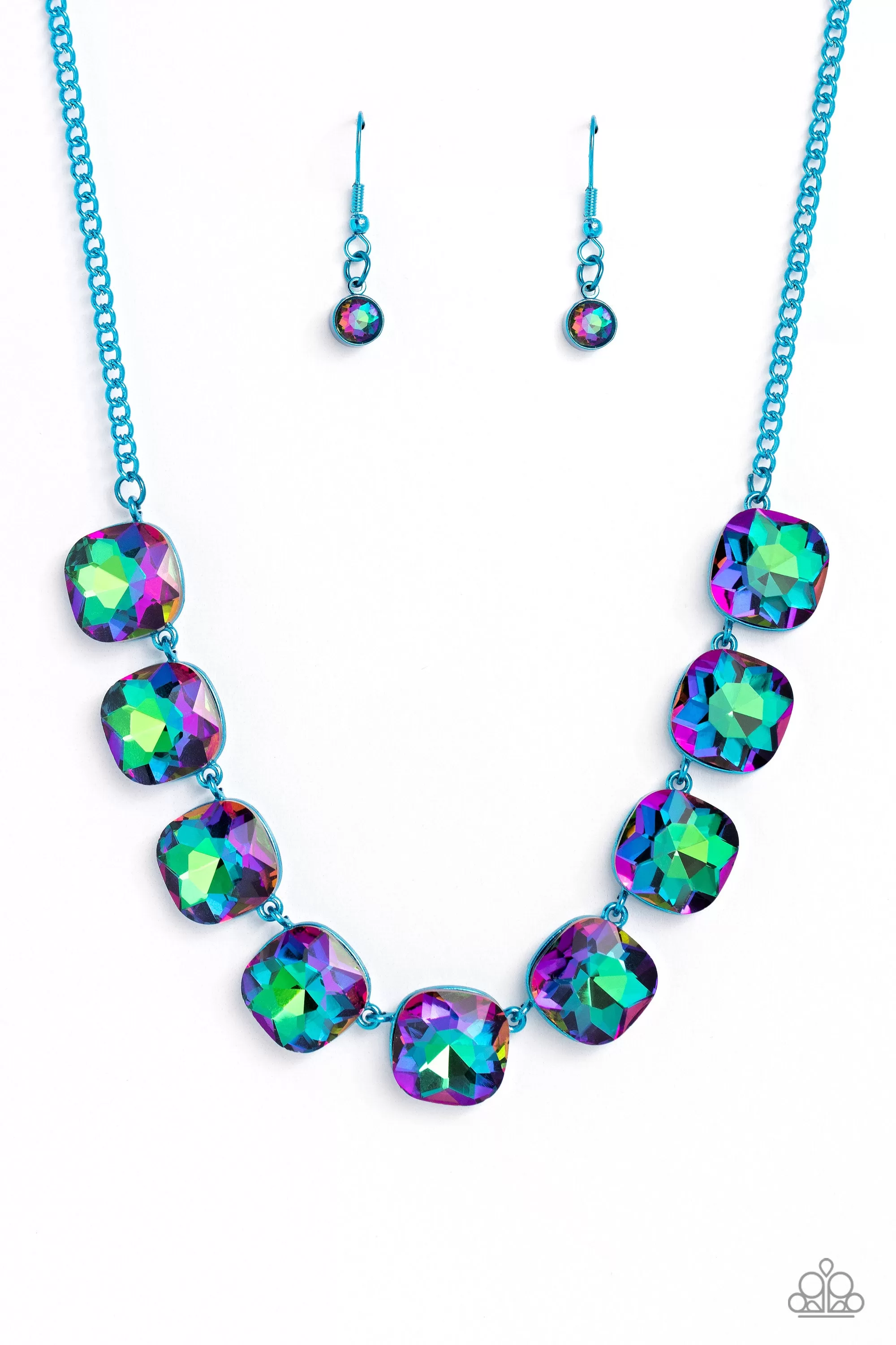 Paparazzi Combustible Command Blue Necklace & Earring Set