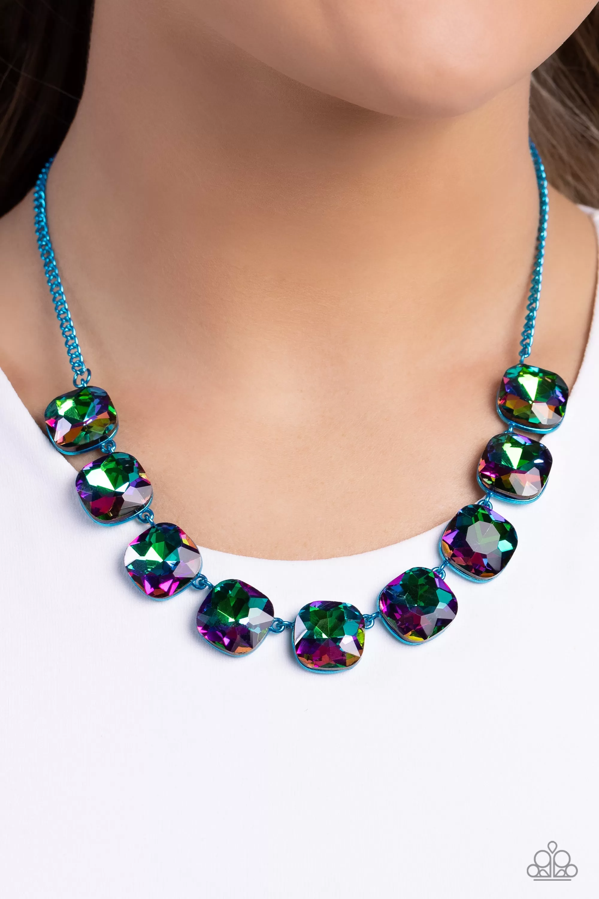 Paparazzi Combustible Command Blue Necklace & Earring Set