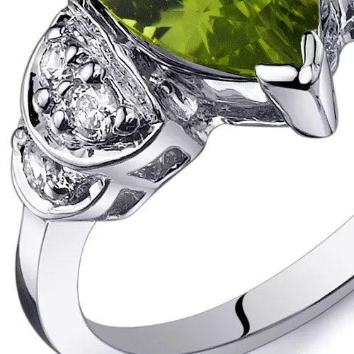 Peridot Pear Shape Sterling Silver Ring Size 8