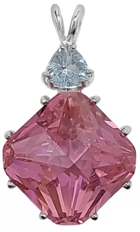 Pink Garnet Regular Magician Stone? with Trillion Cut Blue Topaz