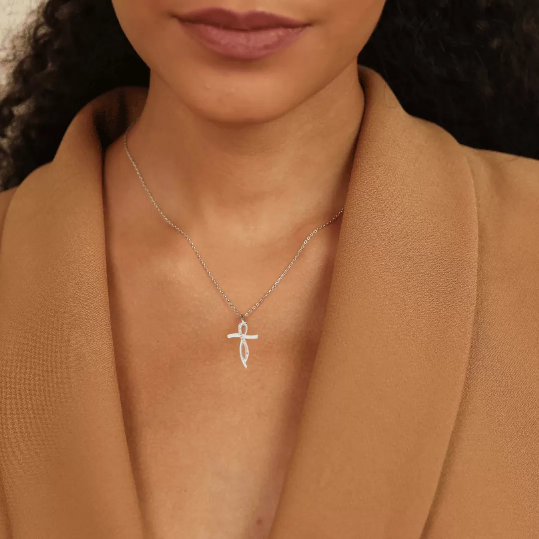 Pink Sapphire Cross Necklace