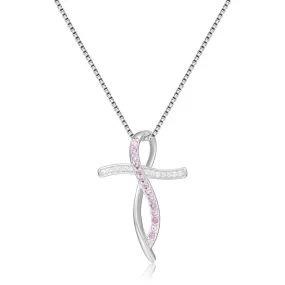 Pink Sapphire Cross Necklace