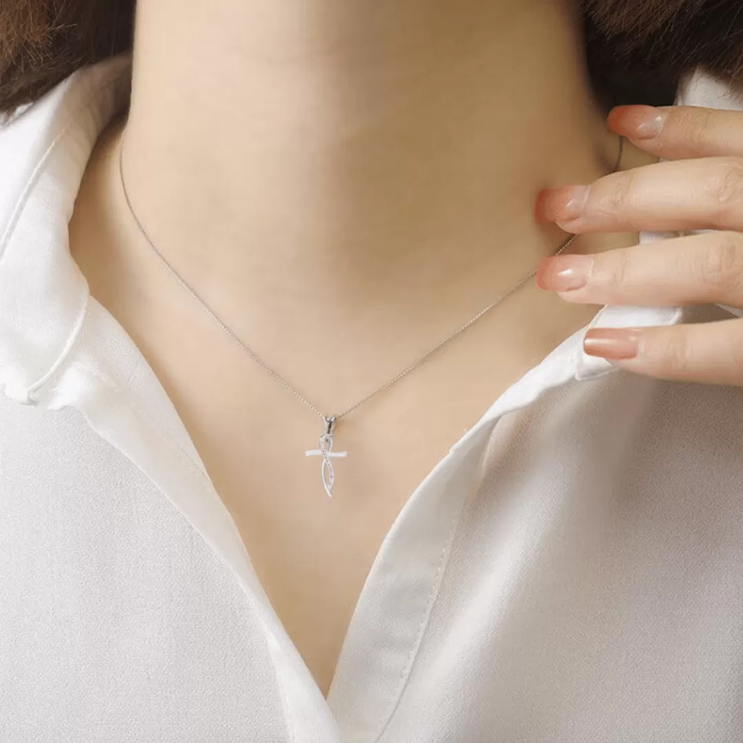 Pink Sapphire Cross Necklace