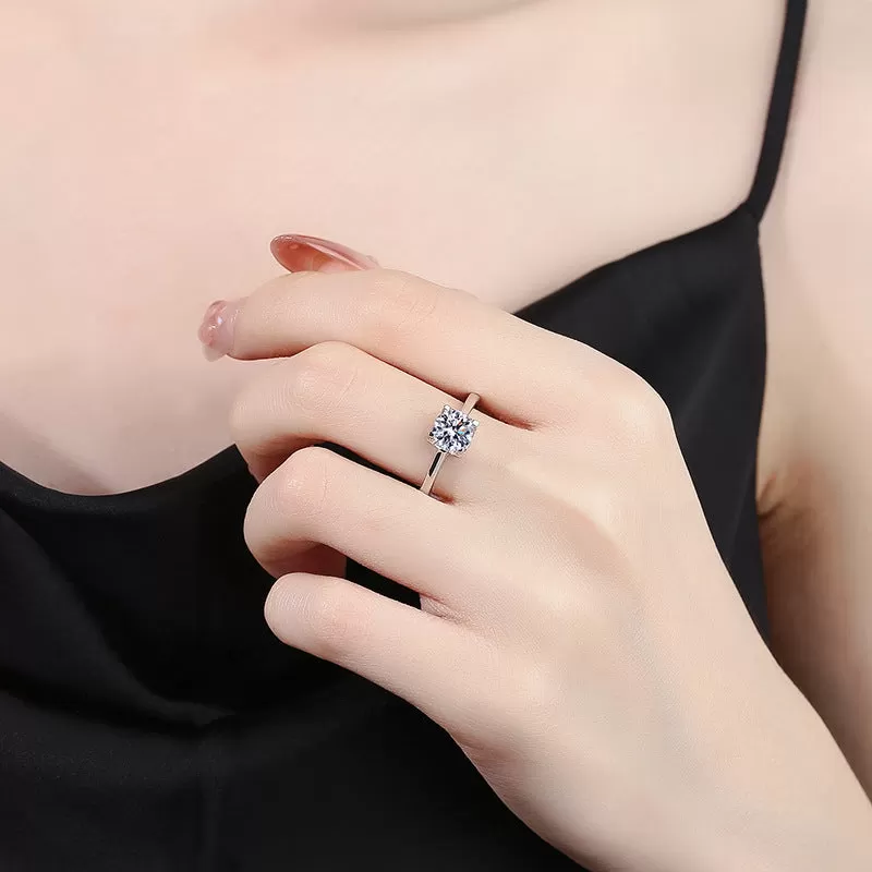 Plain Square Moissanite Diamond Ring