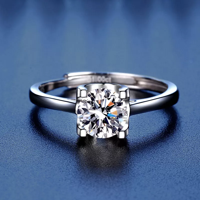 Plain Square Moissanite Diamond Ring