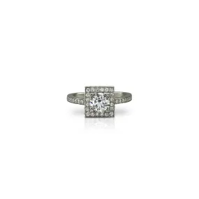 Platinum Lab Grown Diamond with Square Diamond Halo Ring