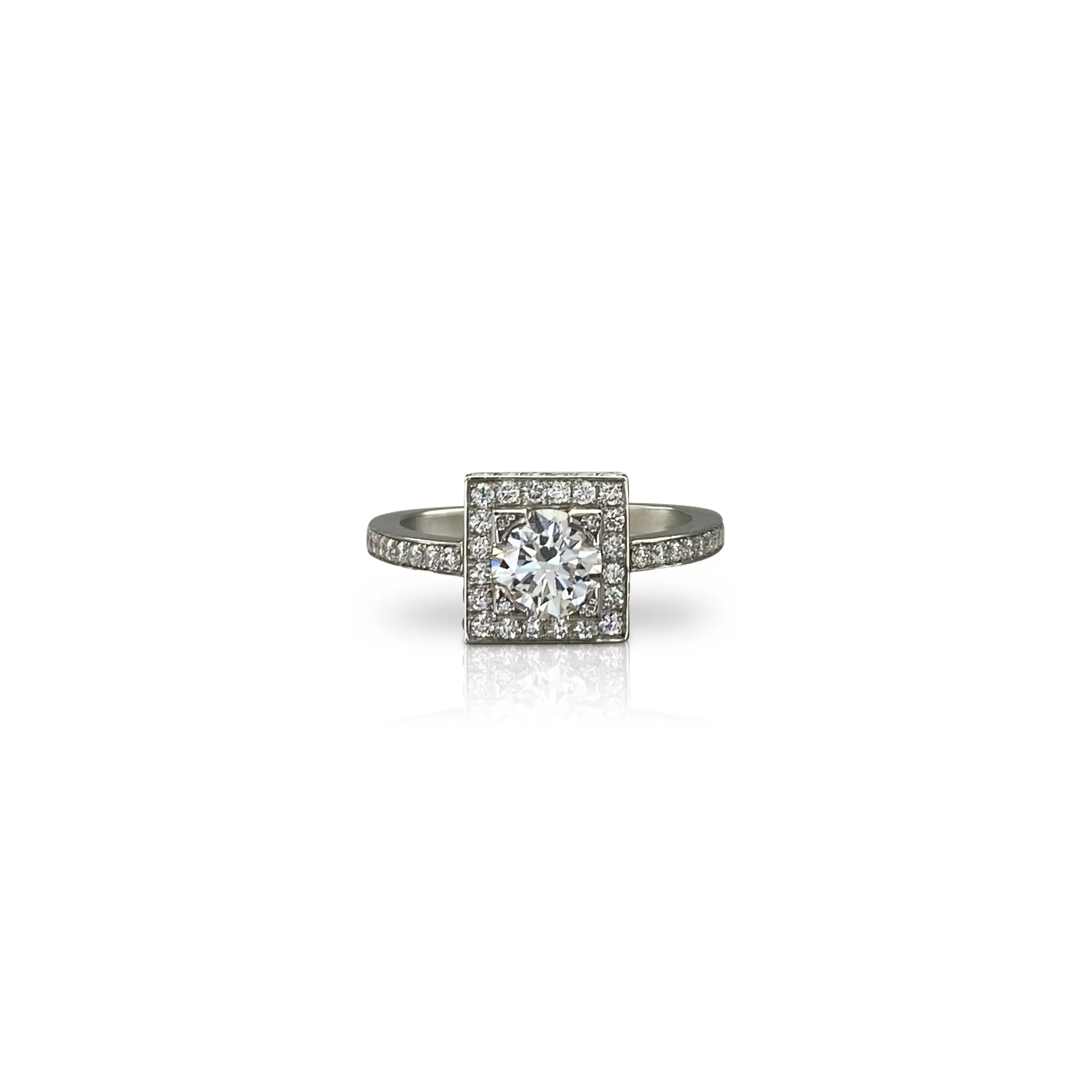 Platinum Lab Grown Diamond with Square Diamond Halo Ring