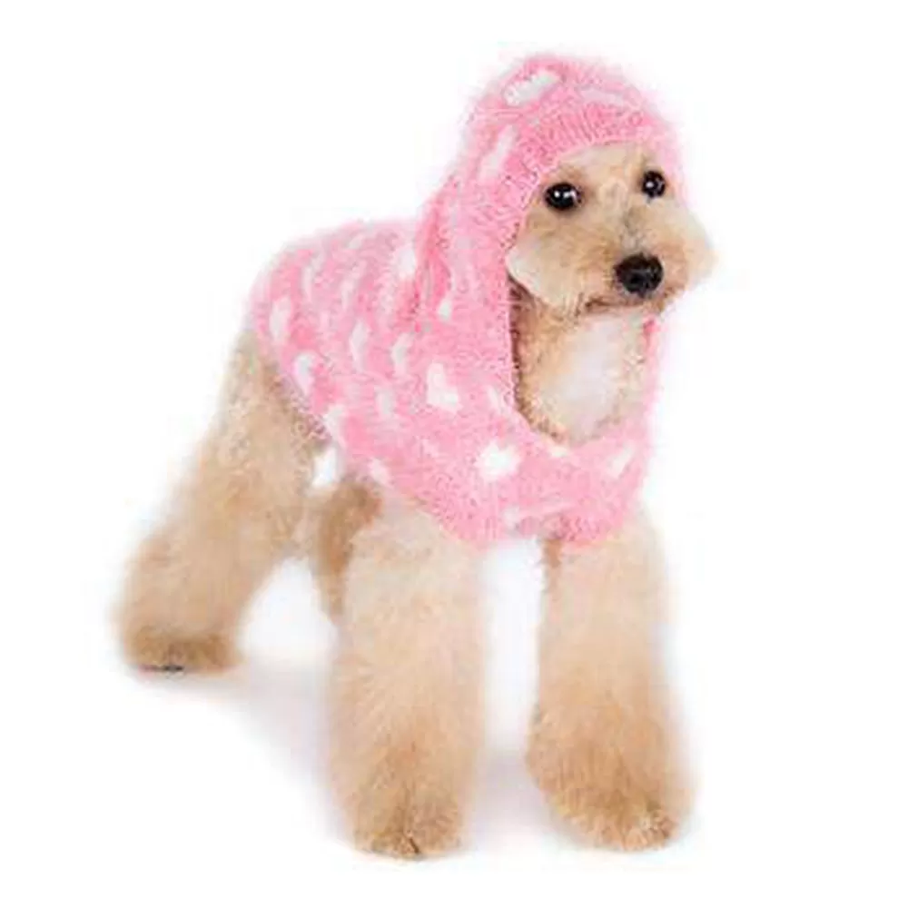 PuppyPAWer Heart Hoodie Dog Sweater - Pink