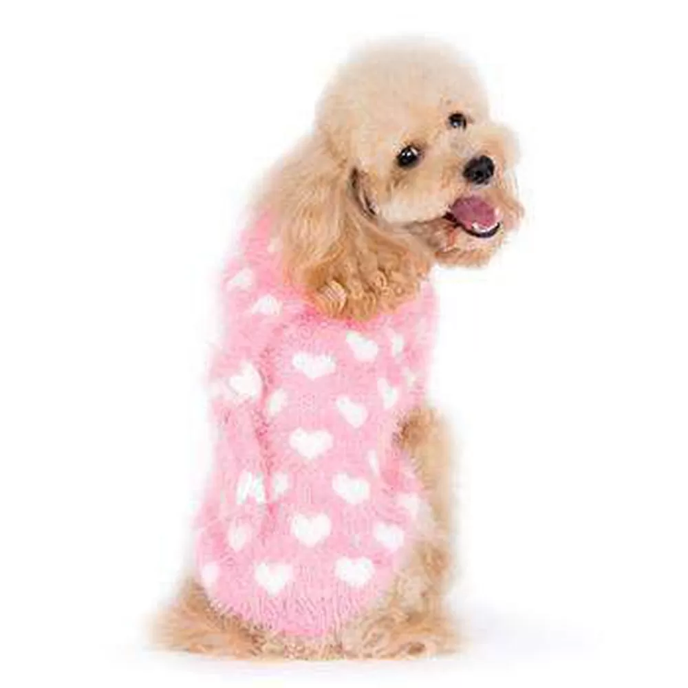 PuppyPAWer Heart Hoodie Dog Sweater - Pink