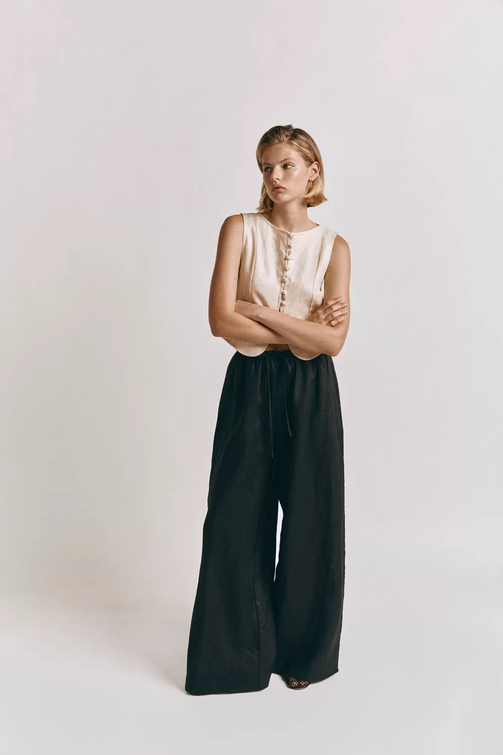 Raya Linen Pants Black