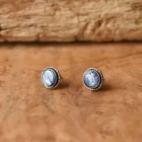 READY TO SHIP - Hammered Kyanite Earrings - Blue Kyanite Studs - Sterling Silver Posts - Blue Kyanite Posts