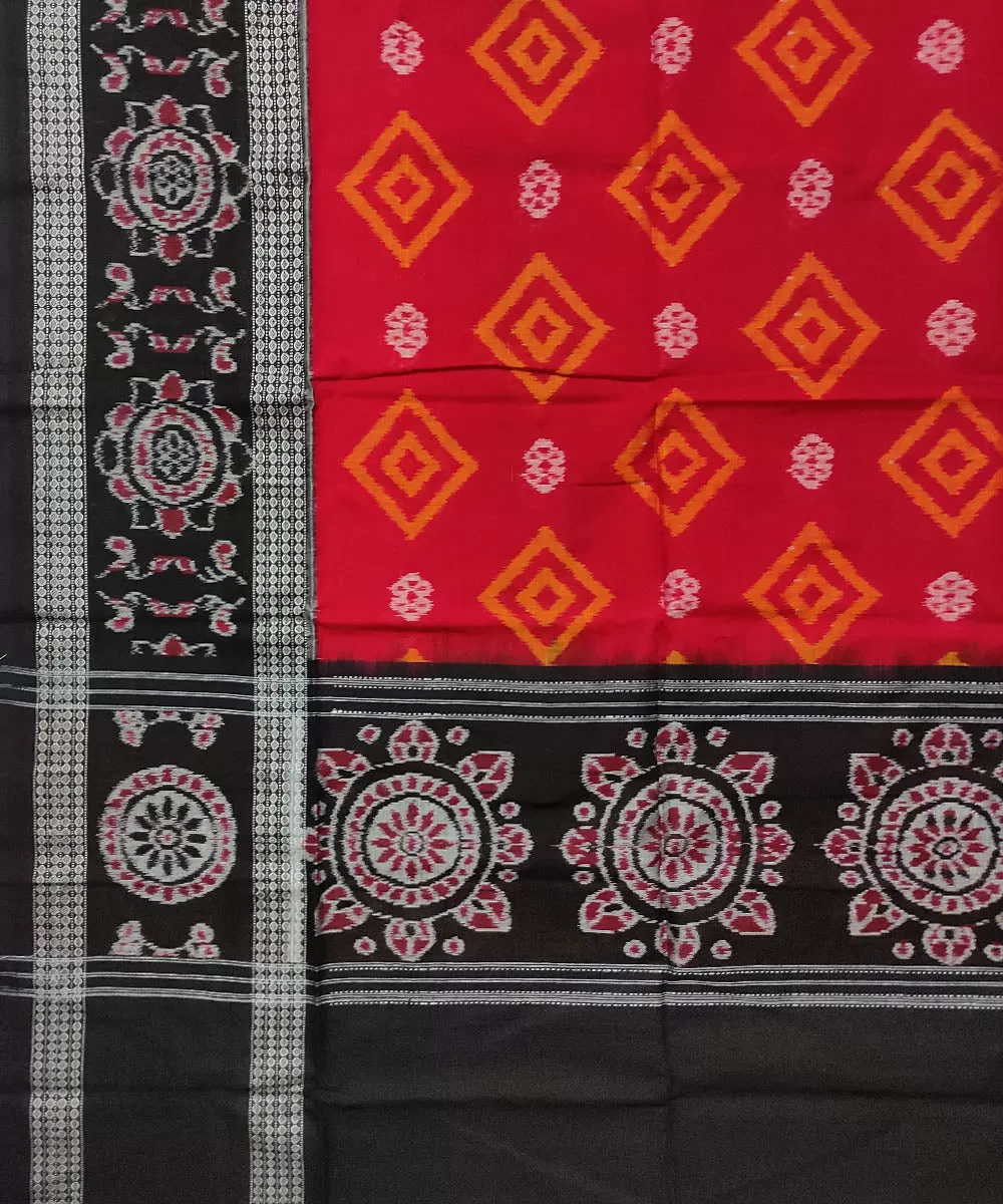 Red black handloom cotton sambalpuri dupatta