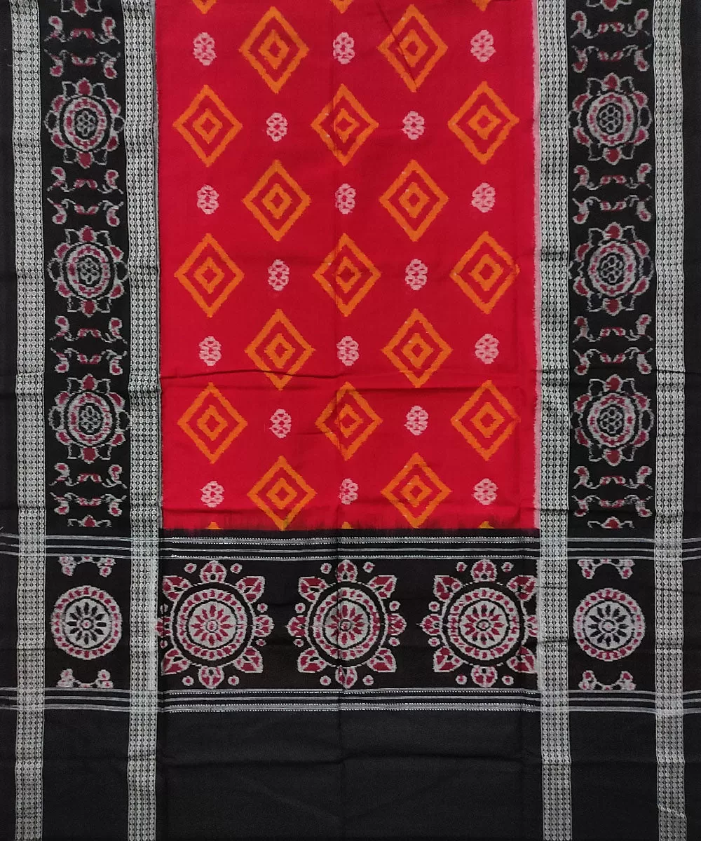 Red black handloom cotton sambalpuri dupatta