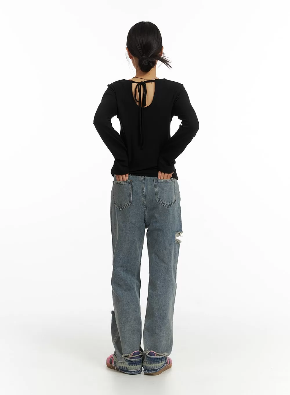 Ribbed Straight Leg Denim Jeans CJ431