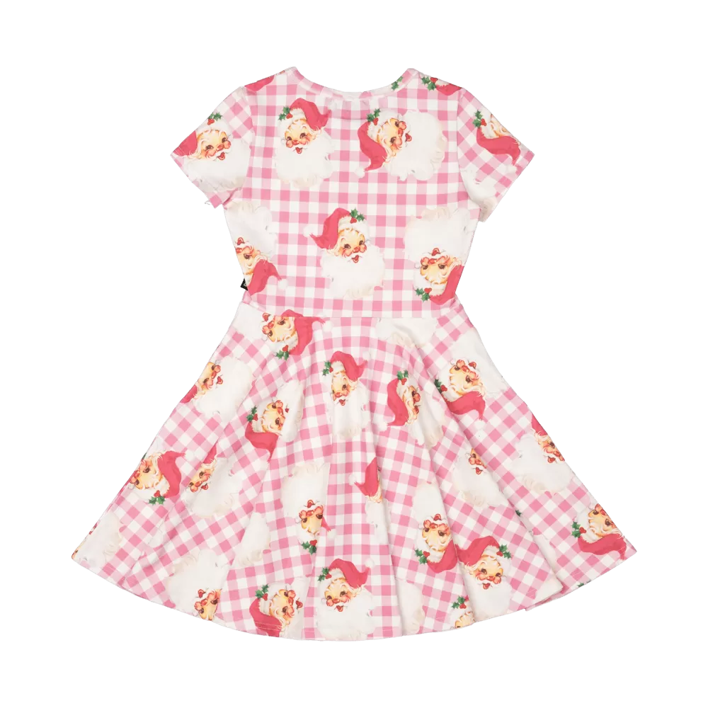 Rock Your Baby Santa Gingham Waisted Dress