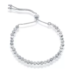 Round Diamond-Cut Moon Bead Bolo Bracelet