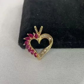 Rubies 1/2ky Diamonds Heart Pendant