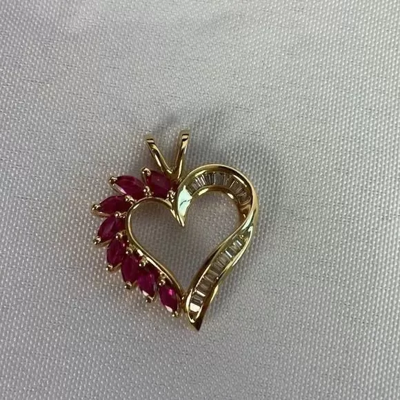 Rubies 1/2ky Diamonds Heart Pendant