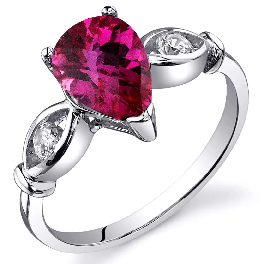 Ruby Pear Shape Sterling Silver Ring Size 5