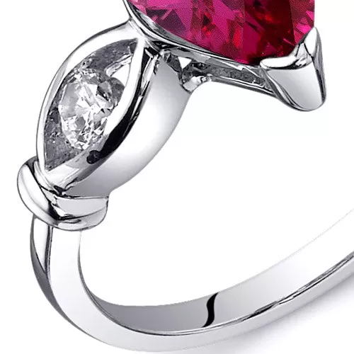 Ruby Pear Shape Sterling Silver Ring Size 5