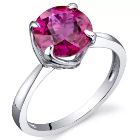 Ruby Round Cut Sterling Silver Ring Size 5