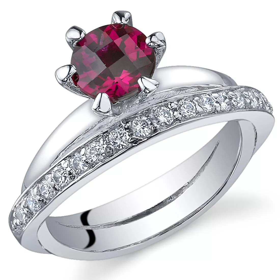 Ruby Sterling Silver Ring 1 Carat Size 7